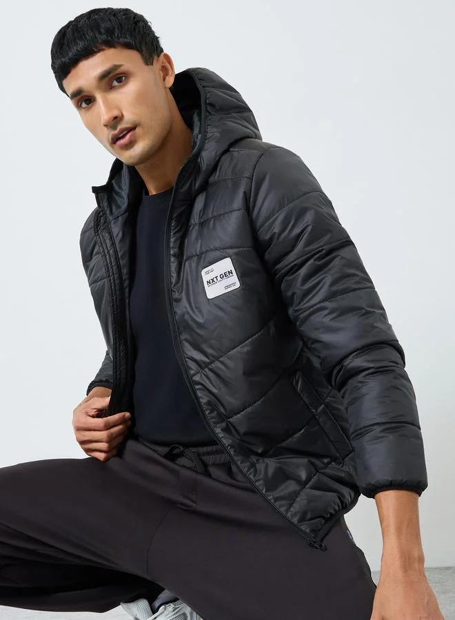 ستايلي جاكيت منفوخ سادة بقصة واسعة وياقة هودي